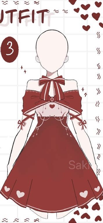 Heart Outfit Drawing, Manga Clothes, Art Outfits, Dress Design Drawing, Valentine Dress, Clothing Design Sketches, Concept Clothing, Anime Inspired Outfits, Drawing Anime Clothes