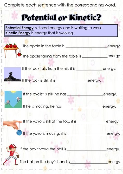 Energy Worksheets, Potential And Kinetic Energy, Kinetic And Potential Energy, Energy Science, Relationship Worksheets, Engineering Activities, Mechanical Energy, Energy Activities, Potential Energy