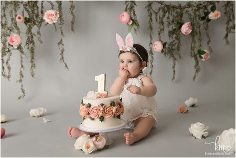 Happy Birthday Sweet Girl, First Birthday Photography, 1st Birthday Party For Girls, 1st Birthday Photoshoot, 1st Birthday Cake Smash, 1st Birthday Decorations, Bunny Birthday, Cake Smash Photography, Smash Cake Photoshoot