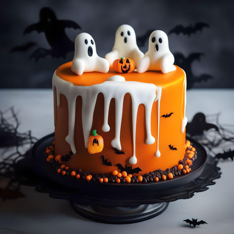 Creepy Halloween Desserts, Cute Halloween Cakes, Halloween Cakes Easy, Pasteles Halloween, Halloween Birthday Cakes, Halloween Cake Decorating, Birthday Cake Decorating Ideas, Halloween Cookies Decorated, Halloween Dishes