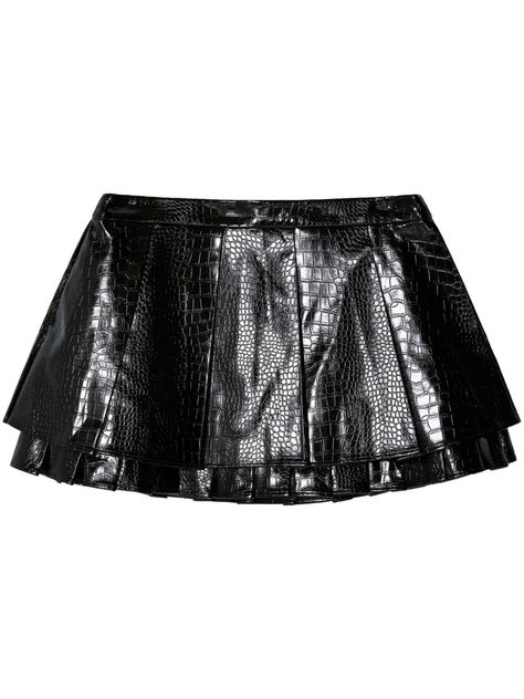 SHUSHU/TONG crocodile-embossed Pleated Miniskirt - Farfetch Pleated Miniskirt, Shushu Tong, Pleated Skirts, Emboss, Pleated Skirt, Fashion Branding, Mini Skirts, Skirt, Leather