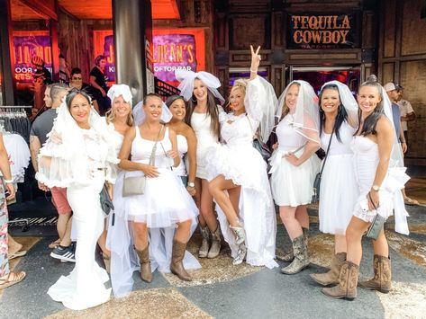 Funny Bachelorette Idea #partydress #dress #dresses Bridal Party Outfits Bachelorette, Western Bridesmaid Dresses, Nashville Bachelorette Party Outfit, Tacky Wedding, Trendy Bachelorette Party, Old Wedding Dresses, Trendy Party Dresses, Bride Attire, Nashville Bachelorette Party