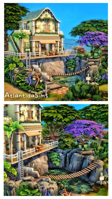 Sims 4 Hillside House, Sims 4 Different Aesthetics, Sims 4 Courtyard House, Sims 4 Earthship, Amazing Sims 4 Builds, Crazy Sims 4 Builds, Aesthetic Sims 4 Builds, Sims 4 Jungle Adventure House, Sims Vampire House