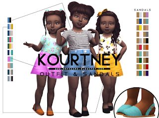 Kourtney Dress & Sandals - Onyx Sims Sims 4 Toddler Clothes, Sims Baby, Sims 4 Cc Kids Clothing, Sims 4 Studio, The Sims 4 Pc, Sims 4 Children, Sims 4 Game Mods, Play Sims, Sims 4 Mm