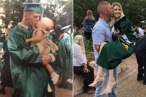 father-daughter-graduation Childhood Photos Recreated, Humanity Restored, Silly Faces, Childhood Photos, Donkey Kong, Father Daughter, Faith In Humanity, Woodstock, Life Is Beautiful