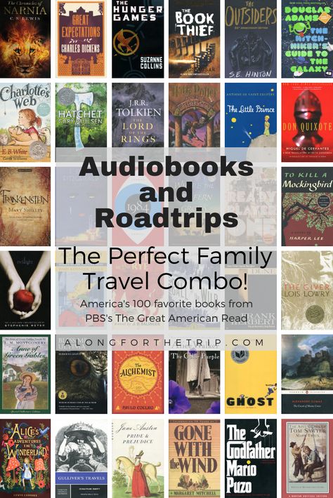 Audiobooks are perfect for family road trips. They help pass the time, give the kids a break from their electronics, and give everyone something fun to talk about. PBS recently came out with their Great American Read to try and narrow down America's 100 favorite books to just one. It's the perfect chance for your family to find that perfect #audiobook (or 2 or 3!) for your next #roadtrip. | #GreatAmericanRead #books #literature via @AlongfortheTrip Road Trip Books, Audio Books For Kids, Family Read Alouds, Books Literature, Best Audiobooks, Visit Places, Audible Books, Top Books To Read, Family Road Trips