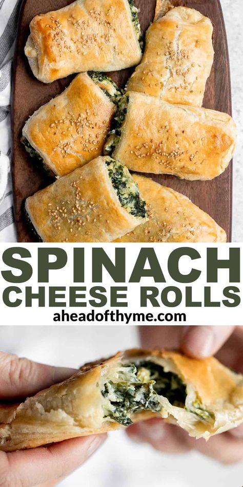 Spinach Cheese Pastries, Puff Pastry School Lunch, Spinach Cream Cheese Recipes, Spinach Cheese Rolls, Spinach Cheese Puff Pastry, Mini Spinach Cheese Pies, Spinach Rolls Recipe, Warm Snacks For Cold Days, Spinach Appetizers