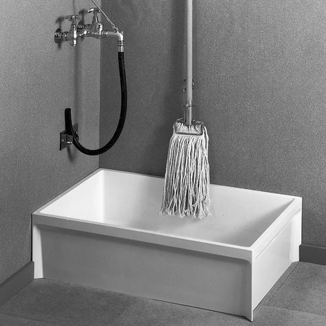 MSB3624 36″ X 24″ Molded Stone Mop Basin | FIAT Products Mop Sink, Creative Kitchen Gadgets, Wash Room, Dog Washing Station, Pole Barn House Plans, Bathroom Drain, Laundry Room Inspiration, Metal Barn, Barndominium Floor Plans