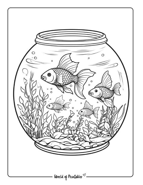 Aquarium Coloring Pages Free Printable, Fish Tank Coloring Pages, Aquatic Coloring Pages, Underwater Coloring Pages, Fish Coloring Pages Free Printable, Coloring Pages Fish, Printable Fish, Flamingo Coloring Page, Octopus Coloring Page