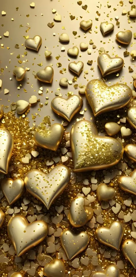 Wallpapers Love, Adorable Aesthetic, Aphrodite Aesthetic, Hearts Wallpaper, Golden Wall, Phone Wallpaper Pink, Love Backgrounds, Fun Wallpaper, Gold Hearts