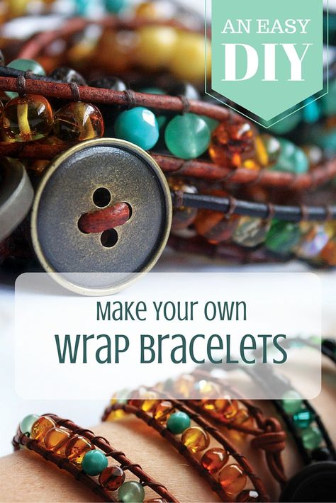 Make your own wrap bracelets using old amber necklaces or any other beads you have at home. #upcycle #diy #crafty #diyfashion #amber Wrap Bracelet Tutorial, Embroidery Bracelets, Diy Wrap, Beaded Wrap Bracelets, Jewelry Clasps, Wrap Bracelets, Beaded Wraps, Beaded Bracelets Diy, Bracelet Tutorial