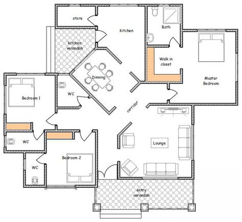 Brick House Plans, Four Bedroom House Plans, Vertical Forest, Morden House, Single Storey House Plans, Three Bedroom House Plan, Plan Villa, Apartment Exterior, Bungalow Floor Plans