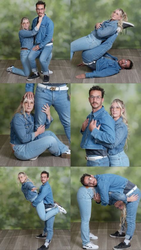 Couple Pose Funny, Photo Ideas Couples Cute Poses, Crazy Couple Pictures Funny, Funny Best Friend Photos, Cool Couple Pics, Fun Poses 2 People, Cute Couples Photo, Jcpenney Pictures, Small Family Christmas Photos