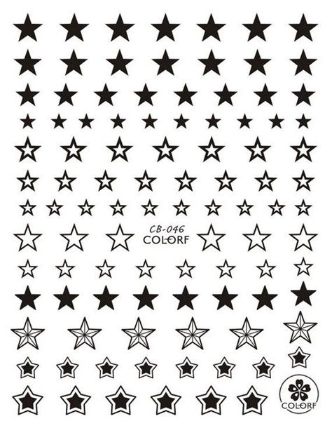 Perfect Solid & Hollow Pentagram Stars 4 Colors 3D Self-Adhesive Nail Stickers CB046 Cricut Nail Art Vinyl Decals Free Printable, Star Nail Stickers, Nail Stickers Printable, Printable Nail Art, Nails Decals, Nail Stickers Designs, Nail Decals Designs, Diy Nails Stickers, Nails Stickers