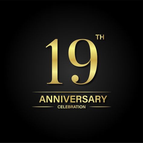 19th Anniversary, Anniversary Celebration, Gold Glitter, Black Background, Premium Vector, Black Backgrounds, White Background, Gold Color, Glitter