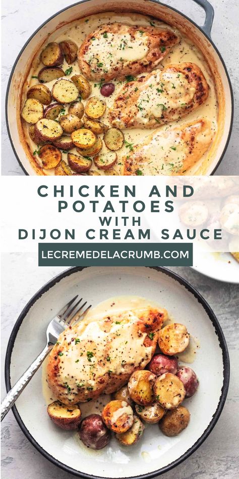 Dijon Cream Sauce, Chicken And Potatoes, Thigh Recipes, Recipes Crockpot, Chicken Dishes Recipes, Recipes Chicken, Boneless Chicken, Chicken Thigh Recipes, Poultry Recipes