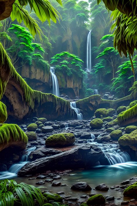 Jungle Pic Hd, Jungle Images Wallpapers, Jungle Pics Nature, Jungle Pic, Waterfall Tropical, Jungle Image, Waterfall Images, Waterfall Jungle, Animated Landscape