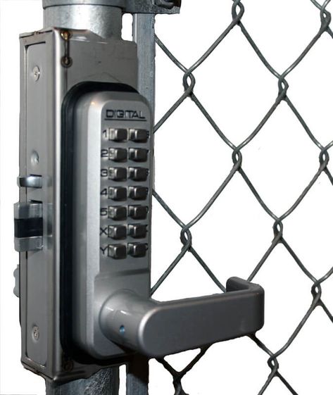 How to Lock Outdoor Gates – Gate Lock Options | Gate Pillar Design, Chain Link Fence Gate, Indoor Shooting Range, Old Gates, Gate Furniture, Driveway Patio, Side Gate, Pool Gate, Keyless Locks