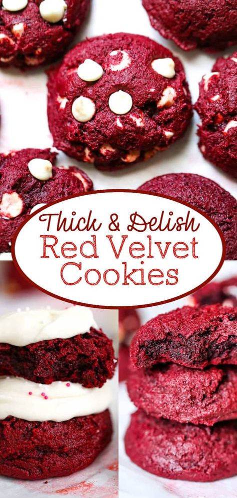 Red Velvet Levain Cookies Red Velvet Cookies Easy, Red Velvet Chocolate Chip Cookies, Red Velvet Cookie Recipe, Red Velvet Chocolate, Red Velvet Flavor, Velvet Cookies, Desert Ideas, Cookies From Scratch, Shugary Sweets