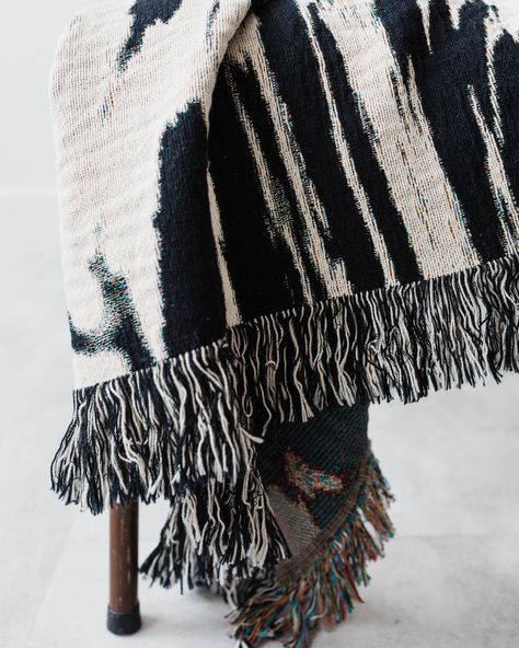 This 100% cotton woven throw blanket is super snuggly, and also works great as a wall tapestry. Soft to the touch, but durable enough to stand up to kids + pets.Sizes: 37x52" - kids size or for one person's lap60"x50" - most popular size, great for throwing on a sofa80"x60" - cover a few people on a sofa, or use as a bedspreadMachine wash with cold water, and then tumble dry on low.All my items are designed by me in Calgary, Canada, and I work with a lovely company in the USA to have them woven Black White Throw Blanket, Zebra Throw Blanket, Black And White Bedding, Modern Throw Blanket, Pendleton Blanket, White Throw Blanket, House Items, Calgary Canada, White Throws