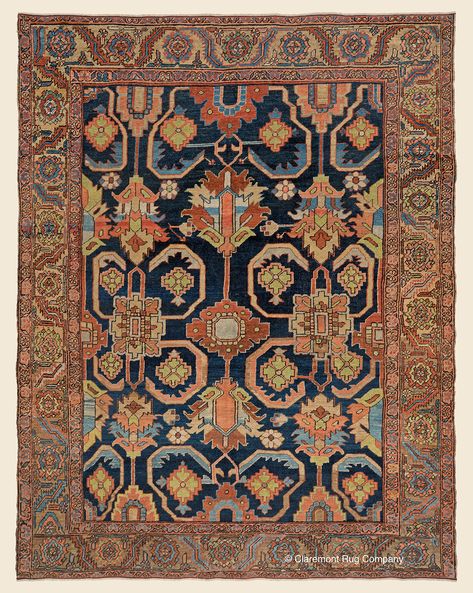 SERAPI HERIZ, 8' 8" x 11' 11" — Late 19th Century Northwest Persian Antique Rug - Claremont Rug Company Click to learn more about this rug. Small Rug Living Room, Antique Rugs Persian Carpet, Heriz Carpet, Persian Rug Designs, Rugs Persian, Modern Wool Rugs, Heriz Rug, Serapi Rug, Persian Carpets