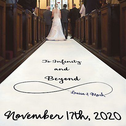 To Infinity & Beyond 6m Personalised Aisle Runner | Aisle Runners Personalized Aisle Runner, Sicilian Wedding, Aisle Runner Wedding, Aisle Runner, Infinity Symbol, Wedding Aisle, To Infinity And Beyond, Big Day, White Formal Dress