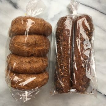 Grain free rolls and baguette from Barely Bread Gluten Free Cinnamon Swirl Bread, Gluten Free Bread Baguette, Barely Bread, Paleo Cinnamon Raisin Bread, Whole Wheat Sourdough Baguette, Gluten Free Baguette, Cinnamon Raisin Bagel, Grain Free Bread, Cinnamon Raisin