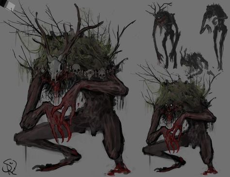 Creature Artwork, Cool Monsters, Forest Spirit, 다크 판타지, Monster Concept Art, Creature Drawings, Alien Creatures, Manama, Fantasy Monster