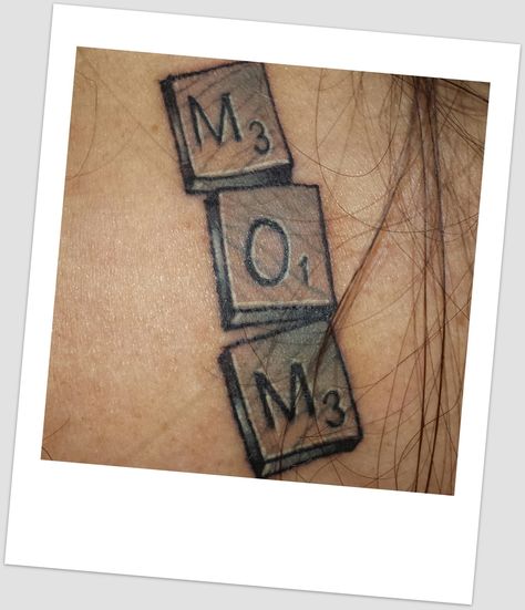 Scrabble Tattoo Ideas, Scrabble Tattoo, Dad Tattoo, Scrabble Game, Gaming Tattoo, Dad Tattoos, Memorial Tattoo, Tattoo Art Drawings, Mom Tattoos