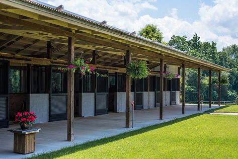 Horse Shed Ideas, Horse Stables With Courtyard, Run In Shed For Horses, Loafing Sheds For Horses, Covered Horse Arena, Run In Shed For Horses Plans, Horse Stables Design, Equestrian Stables, Barn Remodel