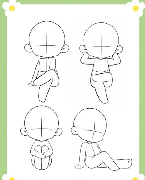 Chibi Base Pose Reference Sitting, Drawing Base Sitting Down, Sitting Sketch Poses, Chibi Poses Sitting Down, Cartoon Sitting Pose, Chibi Crouching Pose, Chibi Sitting On Chair, Chibi Poses Reference Male, Cute Sitting Poses Drawing