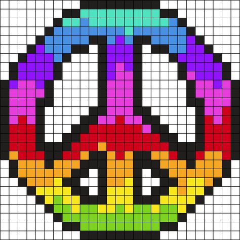 Peace Sign Perler Bead Pattern | Bead Sprites | Misc Fuse Bead Patterns Peace Sign Pixel Art, Hippy Perler Bead Patterns, Electric Forest Perler, Rave Perler Pattern Trippy, Rave Perler Bead Patterns, Perler Pins, Trippy Perler Bead Patterns, Rave Perler Pattern, Pearl Ideas