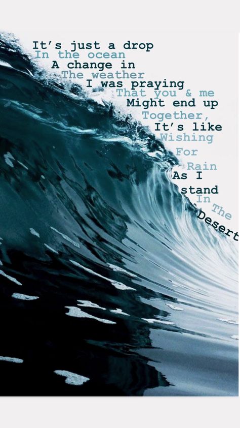 A Drop in the Ocean A Drop In The Ocean Lyrics, A Drop In The Ocean Tvd, Soothing Wallpapers, Train Quotes, Oceans Lyrics, Lyrics Inspiration, Ocean Pics, Ocean Music, Oceans Song