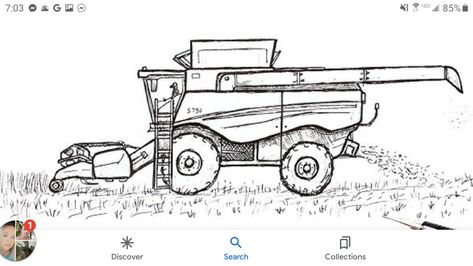 Line Drawing Easy, Tractor Drawing, Combine Harvester, Drawing Easy, Farm Equipment, Line Drawing, Easy Drawings, Tractor, Toy Car