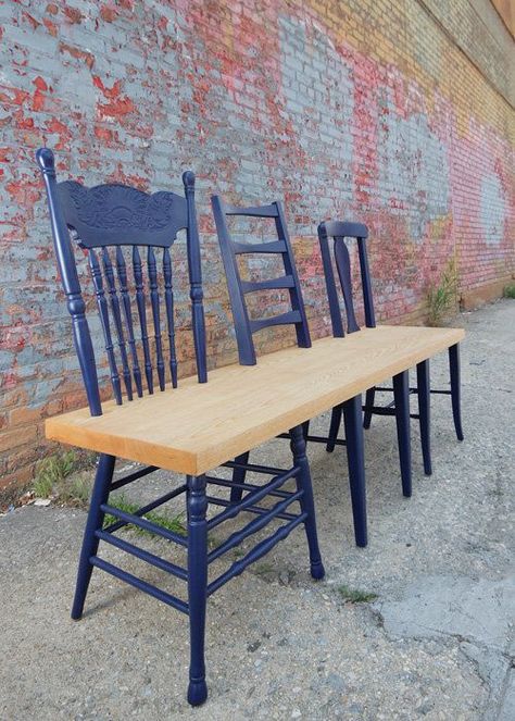 Koti Diy, Smart Tiles, Wooden Chairs, Old Chairs, Fall Front, Chair Bench, Repurposed Furniture, Upcycled Furniture, Porch Ideas