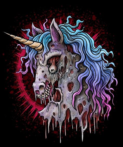 "BDAZ Gothic Zombiecorn Zombie Unicorn" by Meliafroggy | Redbubble Evil Unicorn, Zombie Unicorn, Howleen Wolf, Unicorn Artwork, Valentines Day Drawing, Unicorn Tattoos, Unicorn Pictures, Creepy Stuff, Catty Noir