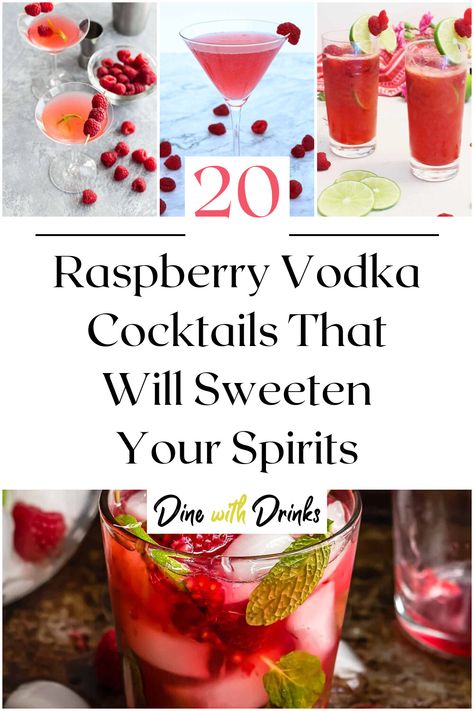 Collage of 4 raspberry vodka cocktails. Raspberry Vodka Cocktails, Raspberry Cocktail, Raspberry Vodka, Vodka Cocktails Recipes, Vodka Cocktail, Unique Drink, Vodka Recipes, Girls Night In, Infused Vodka