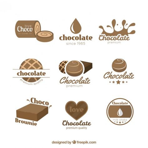 Chocolate logos Free Vector | Premium Vector #Freepik #vector #logo #chocolate #logos #corporate Chocolate Logo Design Ideas, Chocolate Logo Design, Chocolate Vector, Chocolate Bar Brands, Dandelion Coffee, Free Logo Psd, Choco Chocolate, Candy Logo, Logo Design Mockup