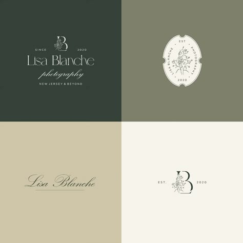 Brand design for @lisablanchephoto 🖤 absolutely love how everything in this brand came together, from the fonts to colours and botanical elements, all to create a gorgeous brand with a romantic feel. . . . #weddingphotographer #photographerbranding #luxurybranding #luxurybrandingdesign #highendbranding #buildingabrand #photographerlogo Jewellery Brand Design, Elegant Colour Palette Branding, Neutral Branding Color Palette Canva, Nuetral Pallete Branding, Neutral Branding Color Palette Green, Luxury Brand Font Pairing, Brain Map, Botanical Branding, Florist Branding