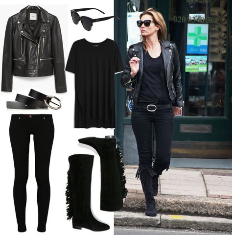 kate moss styl rockowy Flamboyant Gamine, Rock Outfits, Kate Moss, Rock Style, Mood Board, Black Jeans, Pants, Black, Trousers