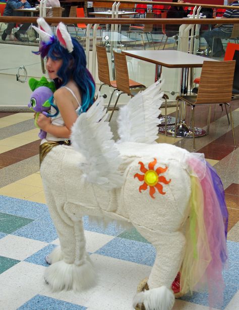 Princess Celestia, My little pony costume. Centaur costume Centaur Cosplay, Centaur Costume, Pony Costume, Mlp Cosplay, Larp Ideas, Sparkle Pony, My Little Pony Costume, Old Sewing Machines, Princess Celestia