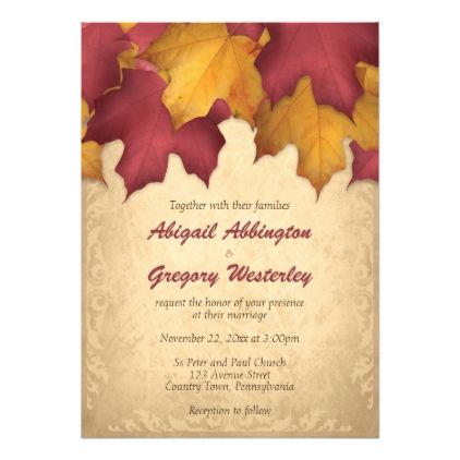 Autumn Wedding Invitations, Personalized Wedding Details, Reception Only Invitations, Autumn Reception, Fall Bridal Shower Invites, Autumn Bridal, Rustic Bridal Shower Invitations, Wedding Reception Invitations, Reception Invitations