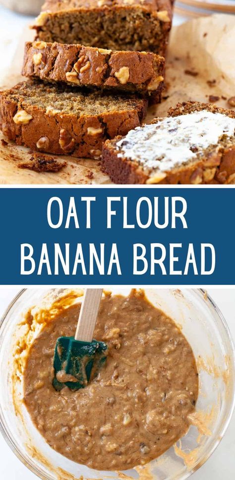 Pudding Banana Bread, Oat Flour Banana Bread, Banana Bread Recipe Easy Moist, Banana Oat Bread, Gluten Free Banana Bread Recipe, Oat Flour Recipes, Bread Banana, Banana Bread Pudding, Flours Banana Bread