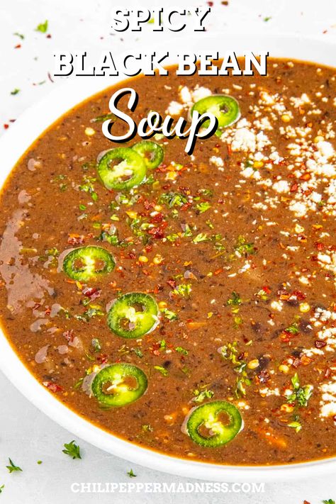 Black Bean Soup Dry Beans, Mexican Black Bean Soup Recipe, Texas Black Bean Soup, Lentil And Black Bean Soup, Refried Bean Soup Recipes, Bean Recipes Healthy Main Dishes, Black Bean Soups, Things To Make With Black Beans, Black Lentil Soup Recipe