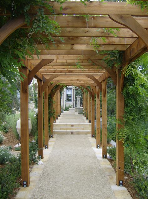 Walkway Arbor - Geared for Growing, Santa Rosa, CA Pergola Cover, Pergola Metal, Backyard Garden Diy, Covered Walkway, Garden Arbor, Small Backyard Gardens, Garden Walkway, Backyard Pergola, Covered Garden