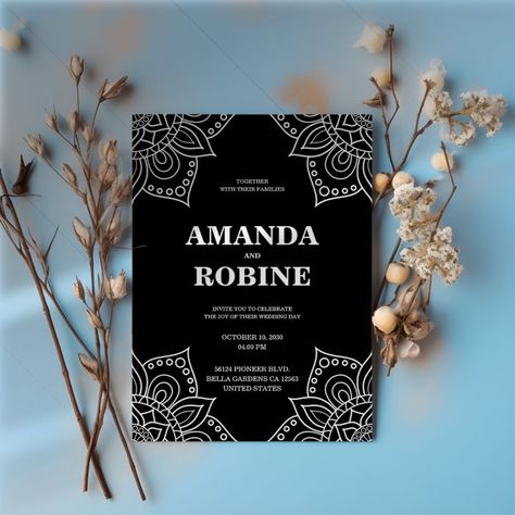 Wedding Invite Black And White, Wedding Invitation Templates Black And White, Black White And Purple Wedding Invitations, Modern Black And White Invitation, Simple Minimalist Wedding, Minimalist Wedding Invitation Modern Black And White, Monochromatic Color Palette, Invitations Card, Invitations Design