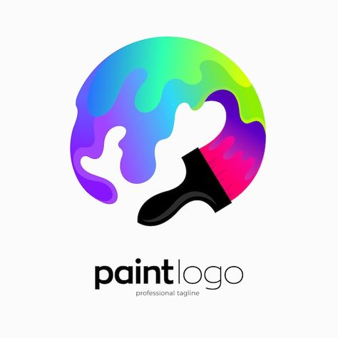 Colorful paint brush logo design | Premium Vector #Freepik #vector #paint-logo #painting-logo #abstract-logo #modern-logo Painting Logo Design Ideas, Brush Logo Design, Paint Brush Logo, Brush Logo, Painting Logo, Photoshop Brush Set, Inspiration Logo Design, Illustrator Brushes, Small Business Packaging Ideas