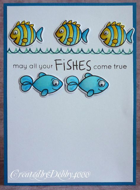 Fish For Dinner, Nautical Cards, Fishing Cards, Easy Cards, Bday Cards, Birthday Cards For Men, Googly Eyes, Straight Line, Card Making Inspiration