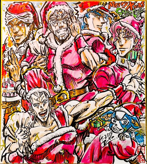 Stardust Crusaders, Joseph Joestar, Anime Christmas, Jojo Parts, Jojo Anime, Anime Heaven, Jojo Bizzare Adventure, Merry Christmas And Happy New Year, Christmas Wallpaper