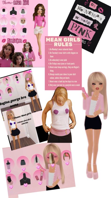 mean girls, dress to impress, mean girls dress to impress Cute Dorm Ideas, Linda And Heather, Mean Girls Outfits, Royale High Journal Ideas, Fancy Dress Code, Character Inspired Outfits, First Day Of School Outfit, Baddie Outfits Ideas, Sims4 Clothes